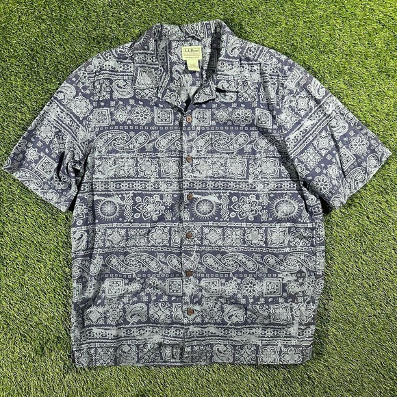 LL Bean Vacation Club Beach Summer Button Up Shirt - Picture 1 of 3